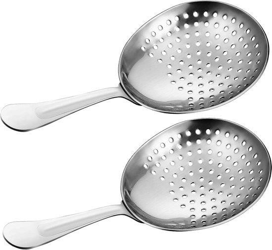 Professionele cocktail strainer van roestvrij staal met handvatten, zilver, rond