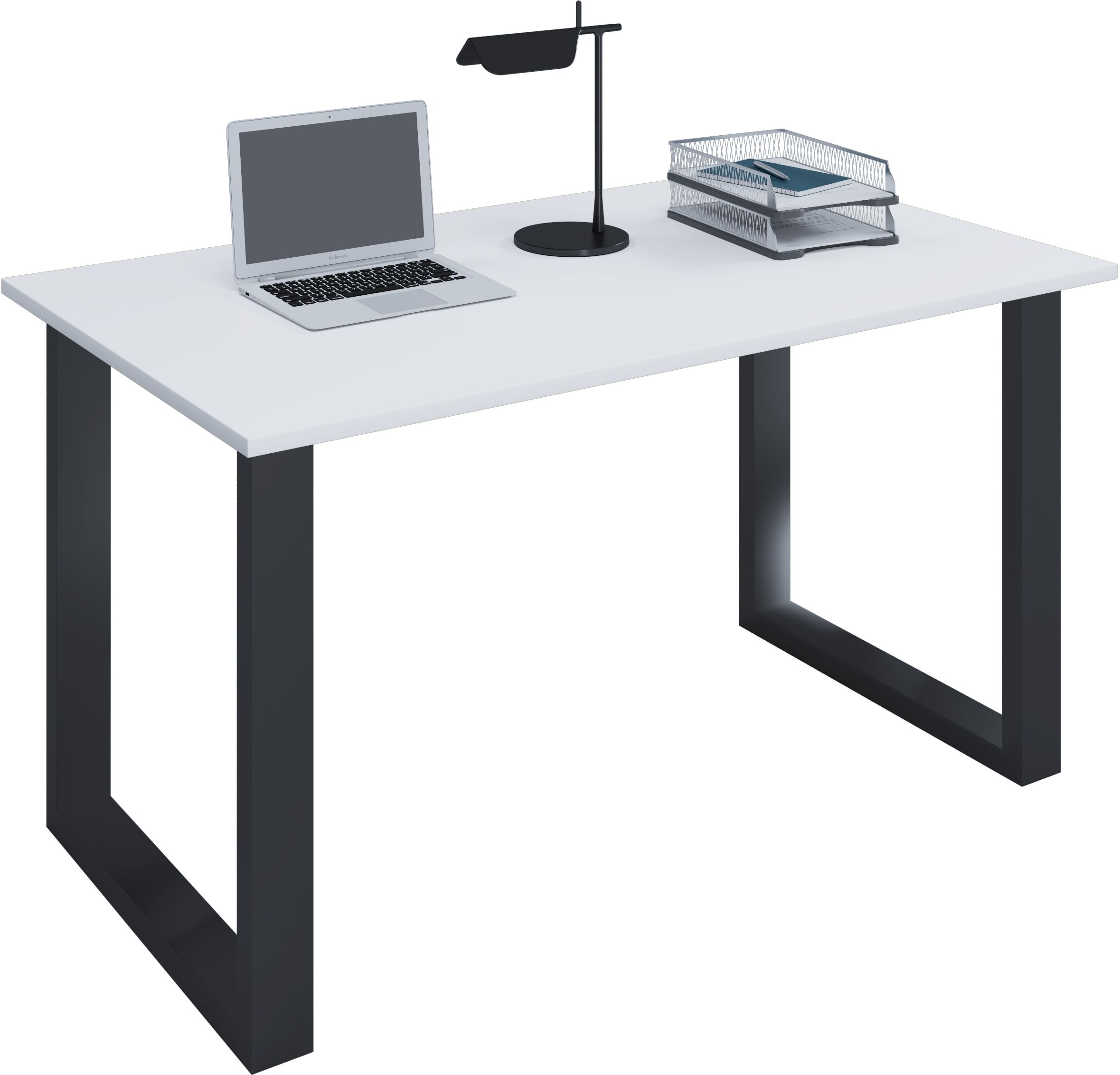 Schreibtisch VCM "Schreibtisch Bürotisch Computertisch 110x80 Lona U", weiß (schwarz, weiß), B:110cm T:80cm, Tische, Schreibtisch