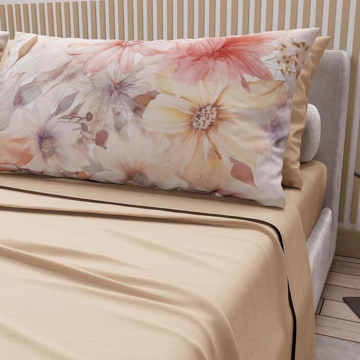 Maatwerk Beddengoed Set met Digitale Print in Beige - 250 x 290 cm