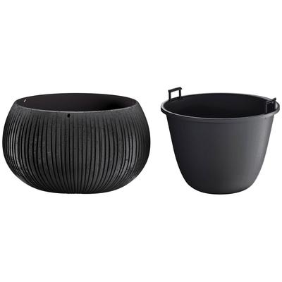 Blumentopf PROSPERPLAST "Beton Bowl", schwarz, Kunststoff, Pflanzgefäße, Ø37cm x 21,8cm