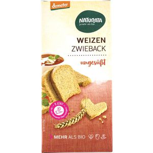 Naturata Zwieback Weizen, laktosefrei, demeter, BIO, vegan, ohne Zuckerzusatz, 150 g
