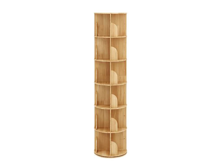 Bücherregal Drehregal Holz MINNIE mit 6 Ebenen 46 x 191 cm natur