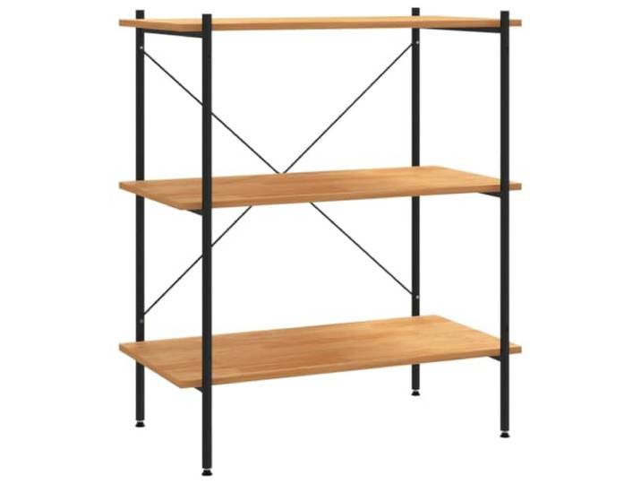 KGHERMDF 3-stöckiges Regal Schwarz Eiche 80 x 40 x 92 cm Stabile Stahlkonstruktion, Holzplatte, für Akten, Dokumente und Bücher, für Büro und Wohnzimmer