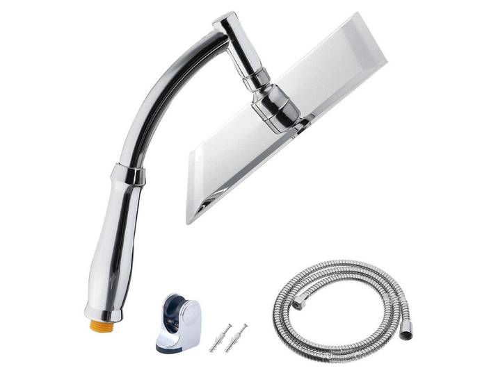 Duschkopf mit Schlauch 1.5m, 360° einstellbar, Edelstahl, 8 Zoll, Regendusche, Handbrause