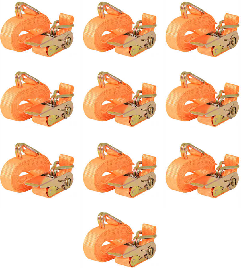 vidaXL Sangle d’arrimage 10 pcs 0,4 tonne 6 m x 25 mm Orange