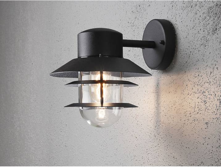 Konstsmide Modena Wandleuchte schwarz lackiertes Aluminium, klares Glas 7310-750