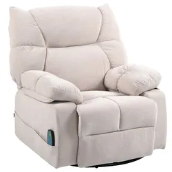 MODFU Relaxsessel Polyester Beige mit Vibrationsmassage, Wärmefunktion und manueller Liegefunktion