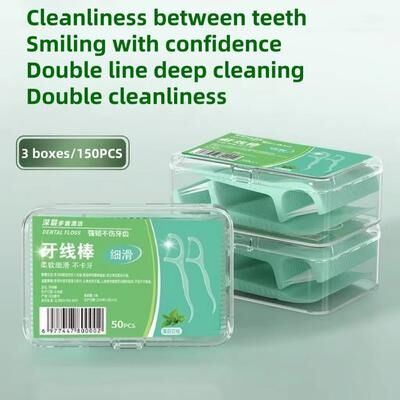 Inspired Finds Double Line Dental Floss Picks (100 150 500PCS) Portable Interdental Flossers With Toothpick Tip For Adult Oral Care 150pcs