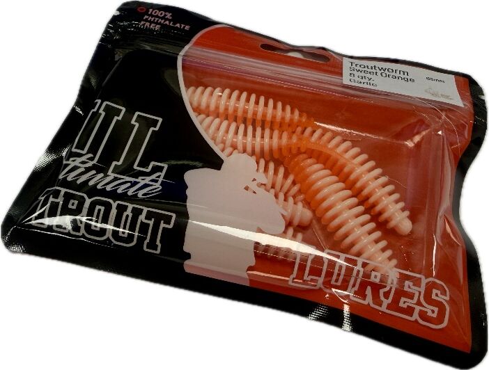 lystfisk.dk Ultimate Trout Lures - Troutworm - Hvidløg-Sweet Orange