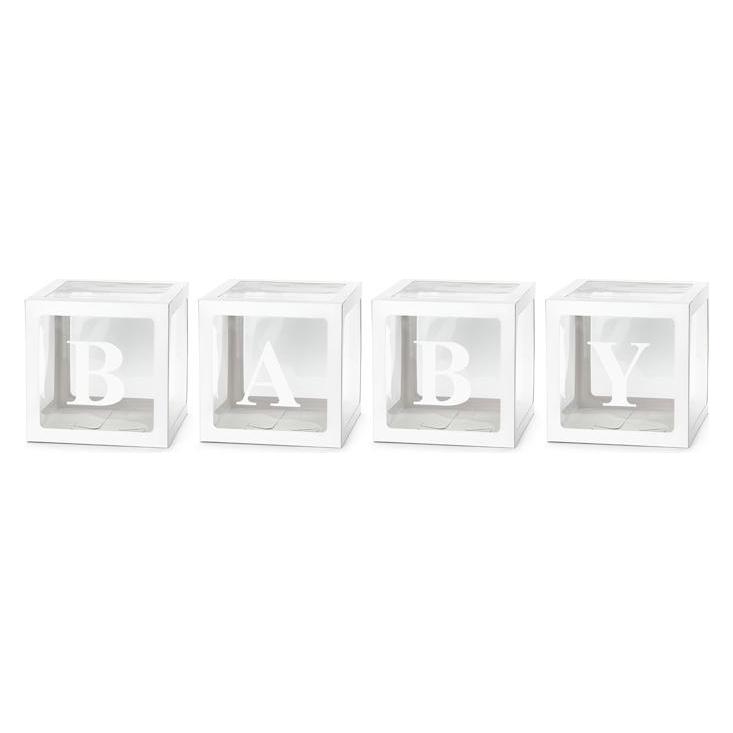 Partydeco Balloon boxes BABY, 30x30 cm, white (1 pkt / 4 pc.) (4x) (39404491)