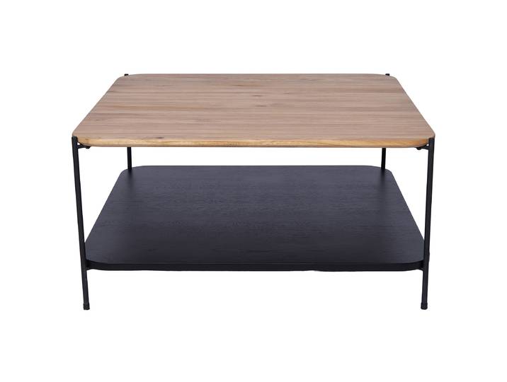 Table basse plaquée Mepoto carrée 80 x 40 x 80cm Marron/Noir