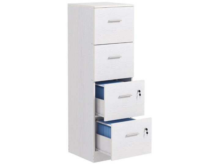 Classeur bureau 4 tiroirs avec 2 serrures bois blanc 40x42x130.8 cm