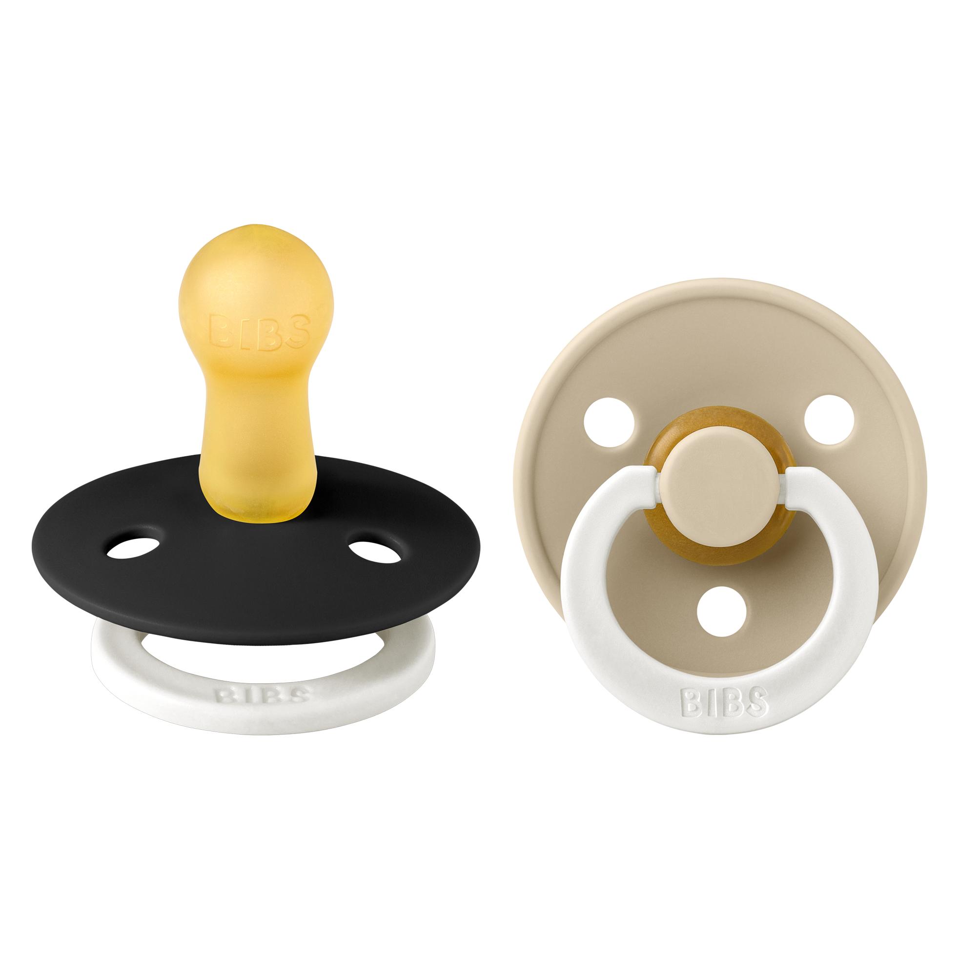Bibs - Pacifier Colour 2 PACK - Black GLOW/Vanilla GLOW - Size 2 (2x, 6 - 18 Monate) (120251)