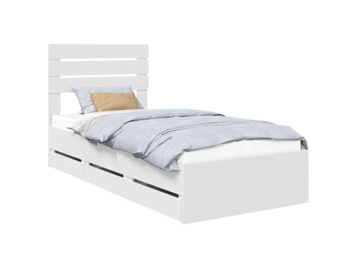 PUGYNBK Bettgestell mit Schublade, 75 x 190 cm, Holz, Ingenieur Sockel mit festen Lamellen, versteckte Aufbewahrung, quadratische Beine, einfache Reinigung