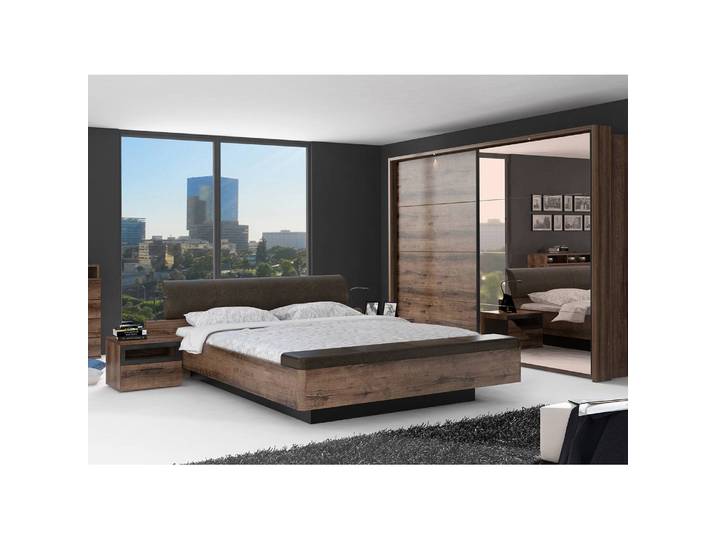 Bettgestell Jördis I 160 x 200cm Spanplatte Schwarz/Braun