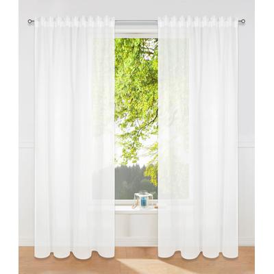 Gardine OTTO HOME "Dolly, 1 Stück, Multifunktionsband, transparent, gewebt" Gr. 3, beige (naturweiß), B:140cm H:225cm, Polyester, Polyester, Gardinen, Gardine, transparent, glatt, gewebt