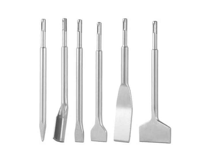 VEVOR Jeu de Burins SDS Plus\, 6 Pièces\, Accessoires Compatible avec Marteau Perforateur\, 1 Pointu\, 1 Gouge et 4 Burins Plats\, en Acier Allié 40Cr Trempé\, pour Carrelage\, Béton\, Pierre\, Brique