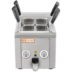 LOCHER Elektro-Nudelkocher, 4 CNS-Portionsbehälter und gelochter Einlegeboden, Anschlusswert: 3,2 kW / 230 V