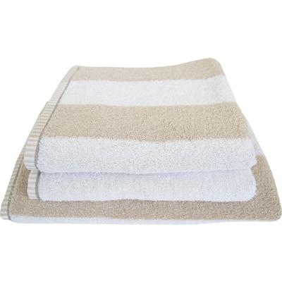 Handtuch DYCKHOFF "Maritim, Block Stripe", beige (greige), B:50cm L:100cm, Frottier, Obermaterial: 100% Baumwolle, Handtücher