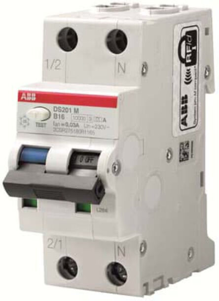 ABB Stotz S&J; Disjoncteur FI/LS 10kA, 1p+N, B16, 30mA DS201MA-B16/0,03 (2CSR275180R1165)