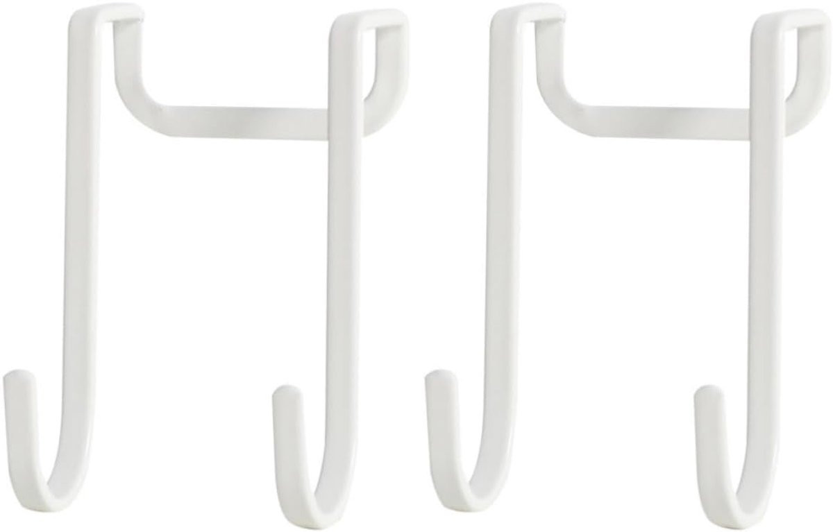 Set van 2 witte deurhaken voor badkamer en keuken
