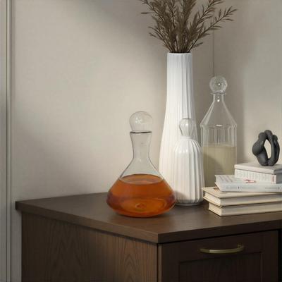 Storied Home "Hand-Blown Glass Decanter with White Marble Stopper - 8.0""L x 8.0""W x 11.0""H"