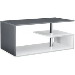 Helloshop26 - Wohnzimmer-Couchtisch mit Ablagefach aus MDF 90 cm weiß und dunkelgrau 03_0004158