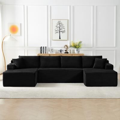 Direct Wicker Compressible Corduroy U-Shaped Sectional Sofa Cloud Couch