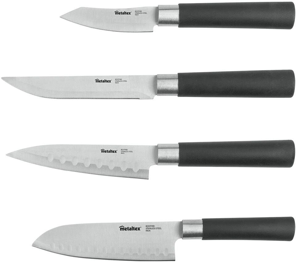 Messer-Set METALTEX "Asia", silber (silberfarben, schwarz), Edelstahl, Kochmesser-Sets, Messer-Set