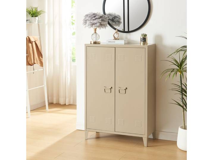 Armoire métallique Oripää à 2 portes 110 x 75 x 33 cm camel