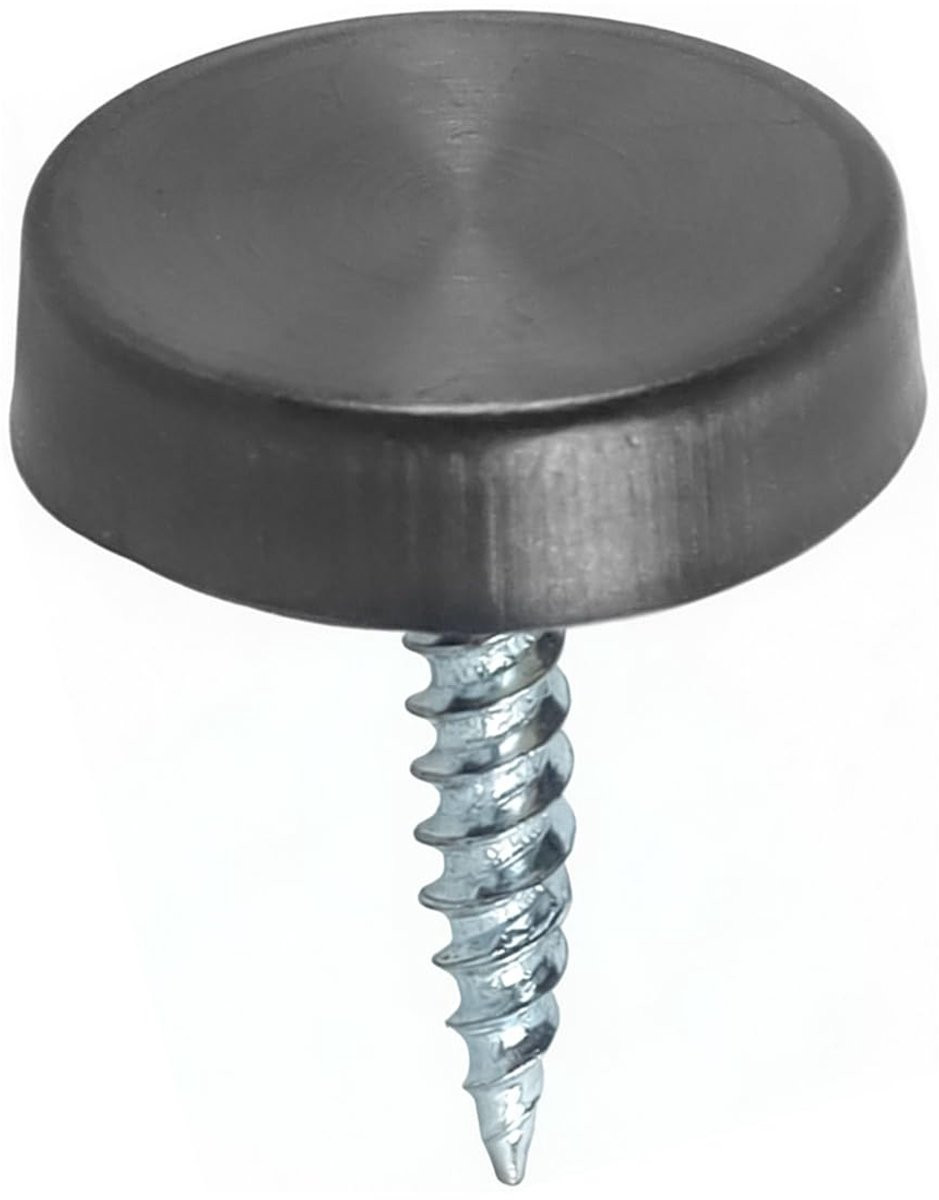 Set van schroefdeksels met decoratieve doppen, 19 mm roestvrijstalen spiegelschroeven, zwart