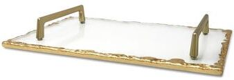Vivience Glass Tray with Gold Rim and Handles