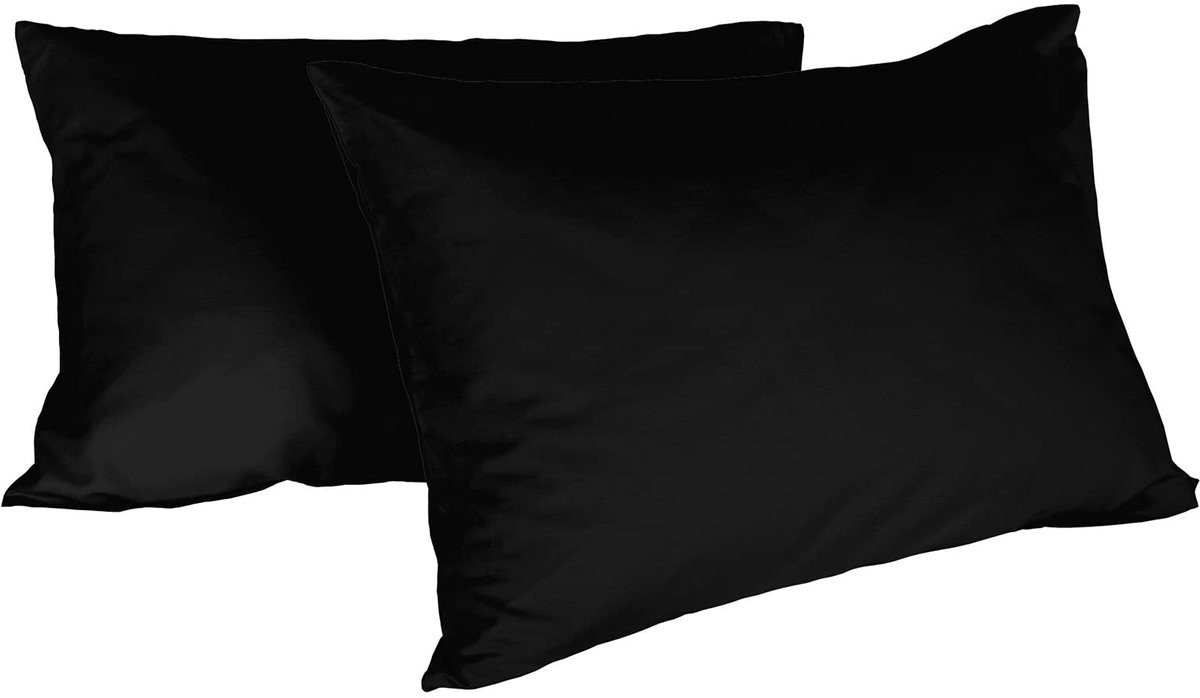 Ibenzoa Zachte Katoenen Kussenhoes - Zwart - 52 x 82 cm