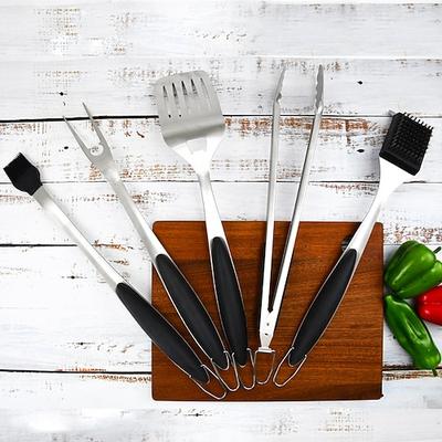 5-teiliges Grillbesteck-Set, hochwertiges Grillzubehör aus Edelstahl, Grillwerkzeuge und BBQ-Zubehör für das Grillen im Freien