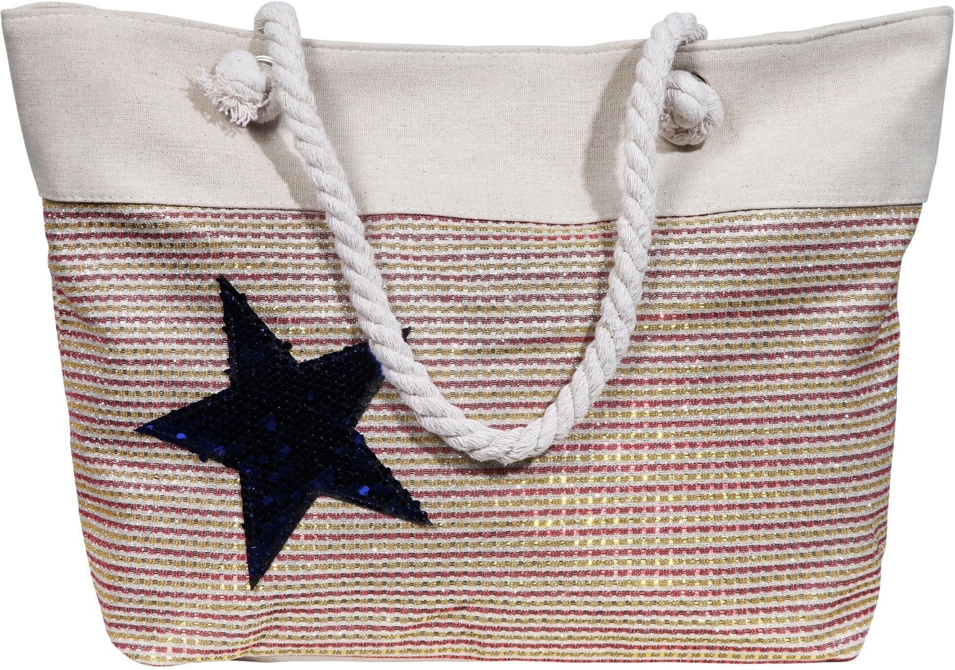Strandtasche CHAM CHAM "Damen Handtasche aus Textil, 46x32x13cm", Damen, blau, Textil, Taschen Strandtasche