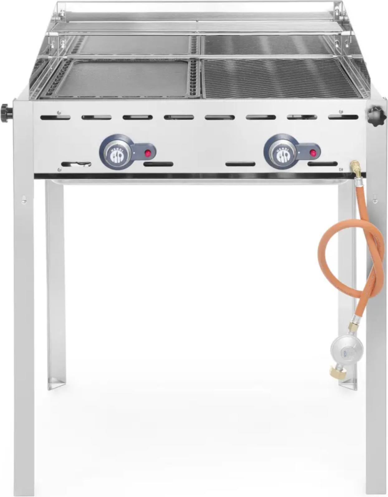 Grillsystem Green Fire 2 Brenner - Dank des Windfangs und optimaler Luftzufuhr , weniger Wärmeschwankungen durch Luftverwirbelungen. Leicht zu Reinigen durch komplett entnehmbare Brenner und herausnehmbares Abtropfblech GN 2/1. Verbessert