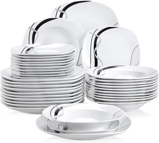36-teiliges Porzellan Teller-Service-Set für 12 Personen - Modernes und Stilvolles Design