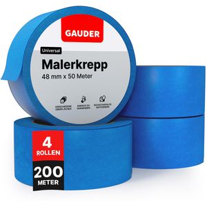 Gauder Kreppband Malerkrepp, Universal, 48mm x 50m, für Innen, 4 Rollen