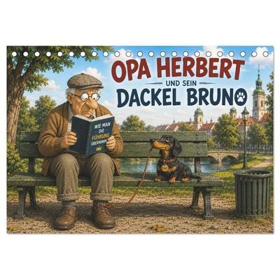 Opa Herbert und Dackel Bruno (Tischkalender 2027 DIN A5 quer), CALVENDO Monatskalender