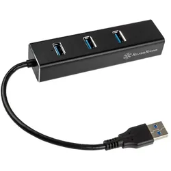 Silverstone EP04 Hub (USB-A, 3 Ports), Dockingstation + USB Hub, Schwarz