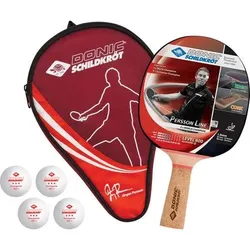 DONIC Tischtennis-Set Donic-Schildkröt Tischtennis-Geschenkset Persson 600, 1 Schläger mit Kork-Griff, 4 Bälle 3*, 1 Schlägerhülle, tolles Komplettset für den sofortigen Start, in neuer Kartonverpackung, 788450, Größe ONE SIZE in Lila Lila