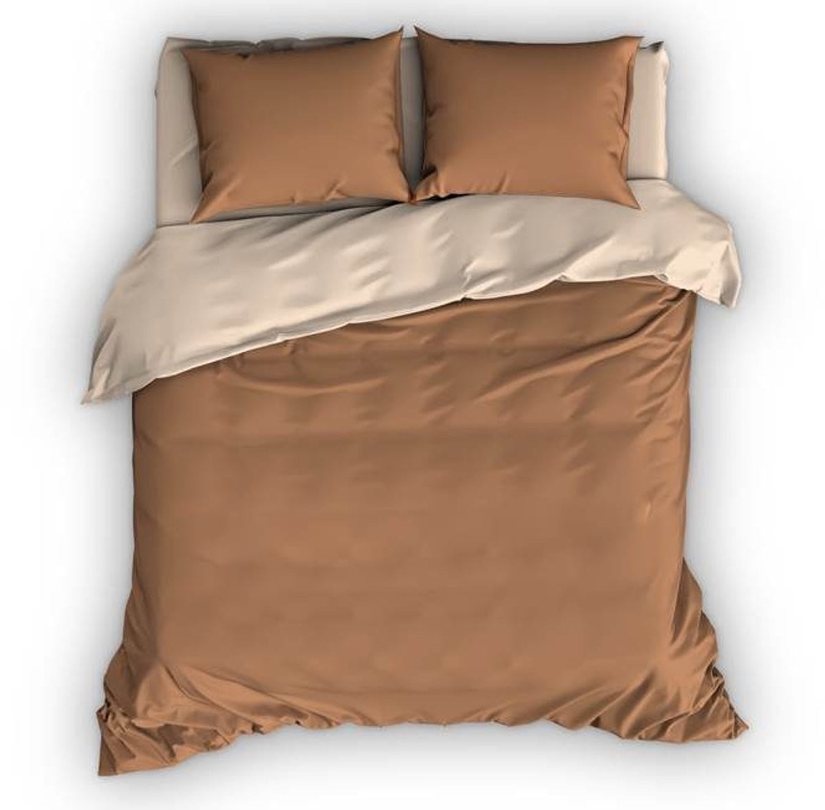 Satin d'Or Reverso Dekbedovertrek Extra breed 240x220 cm Cappuccino/Ivoor