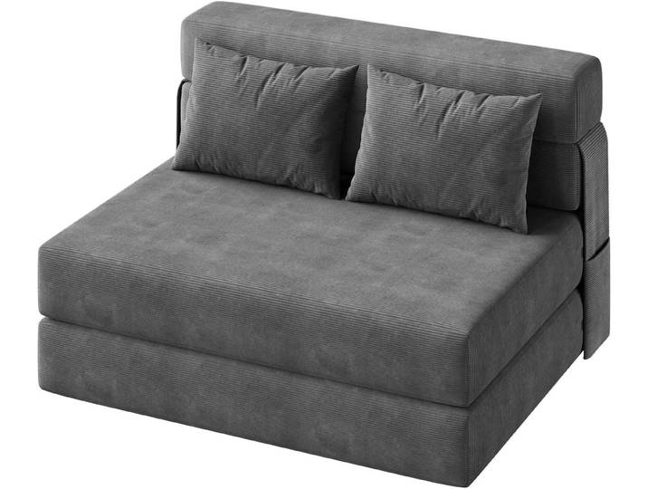 GarveeMore Schlafsofa mit Kissen,ausklappbares Zweisitzer-Sofa,umwandelbarer Schlafplatz, Lounge mit getuftetem für Wohnzimmer,Schlafzimmer,Gästezimmer