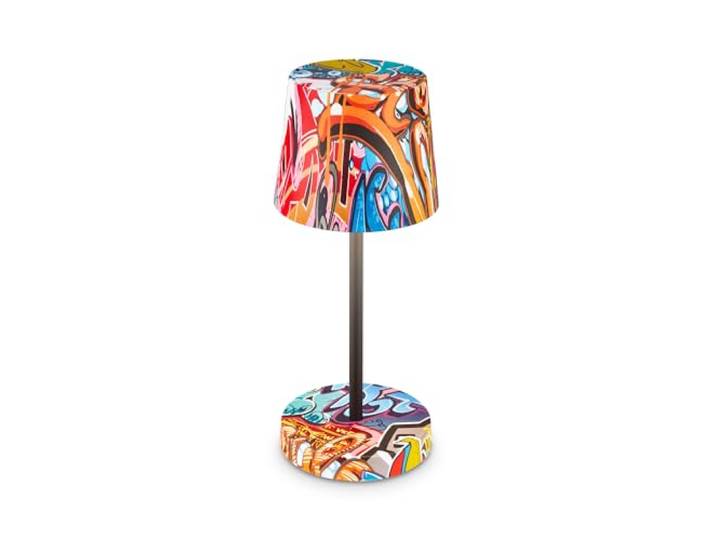 BRILONER - Lampe de table LED sans fil IP44 avec touche\, variateur par paliers\, protection éclaboussures\, lampe de chevet\, lampe de lecture\, lampe LED\, lampe de camping\, 26x10\,5 cm\, motif graffiti