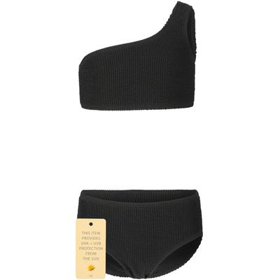 Balconette-Bikini ZIGZAG "Hillary", Mädchen, Gr. 140, schwarz, 92% Polyester, 8% Elasthan, unifarben, Bikini-Sets Balconette-Bikini, mit asymmetrischem Schnitt