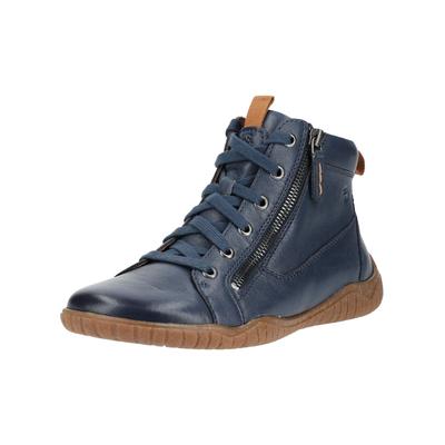 Schnürstiefelette JOSEF SEIBEL "Josef Seibel Stiefelette Leder", Damen, Gr. 38, blau (jeans), Leder, Schuhe Schnürstiefelette