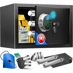 KESSER® Elektr. Tresor mit Fingerabdruck & Schlüssel   Inkl. Notfallakku   Elektronischer Safe   3x Doppelbolzenverriegelung   Boden Wandtresor   Möbeltresor   Panzerschrank Zahlenschloss
