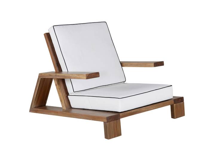 Gardenson Loungesessel, Akazie, Weiß, Holz, Akazie, eckig, 100x70x92 cm, Loungemöbel, Loungesessel