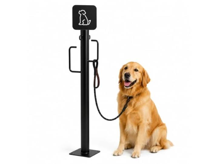 STMKB Hundeparkplatz, Haustierfreundlicher Hundeleinenhalter Mit Zwei Haken, Hundeanbindestation Für Den Außenbereich Mit Hundeschild, Für Cafés, Restaurants, Parks, Hotels Und A
