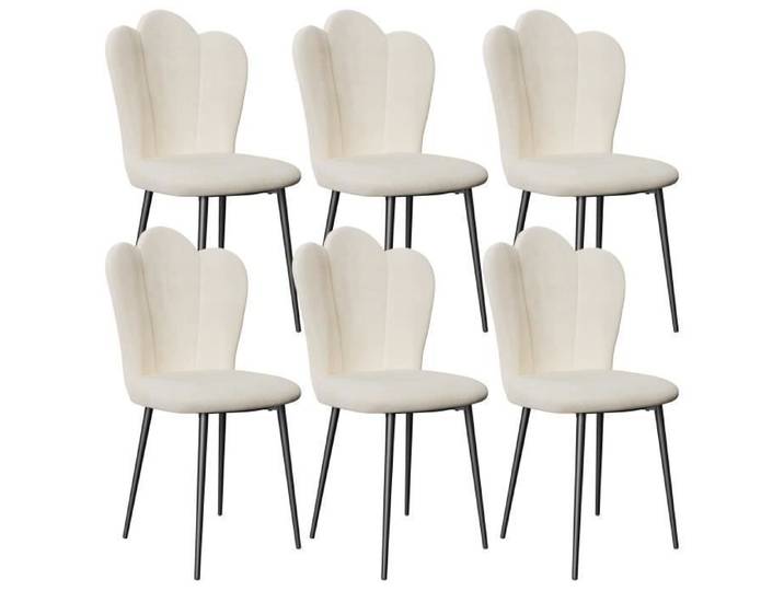 Chaise de Salle à Manger en Velours - VIVOLILV - Lot de 6 - Blanc